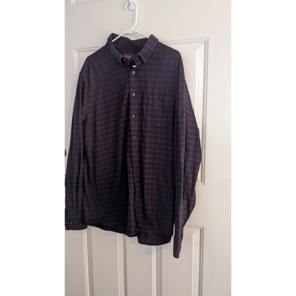 Untuckit Plaid Flannel Shirt XXL Tall, Burgundy and Navy Blue, soft, Comfey
